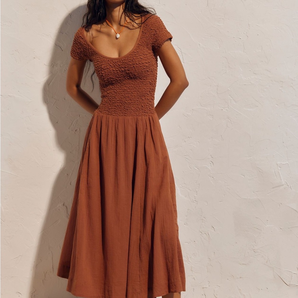 Free People Darling MIDI dress in Honey Topaz